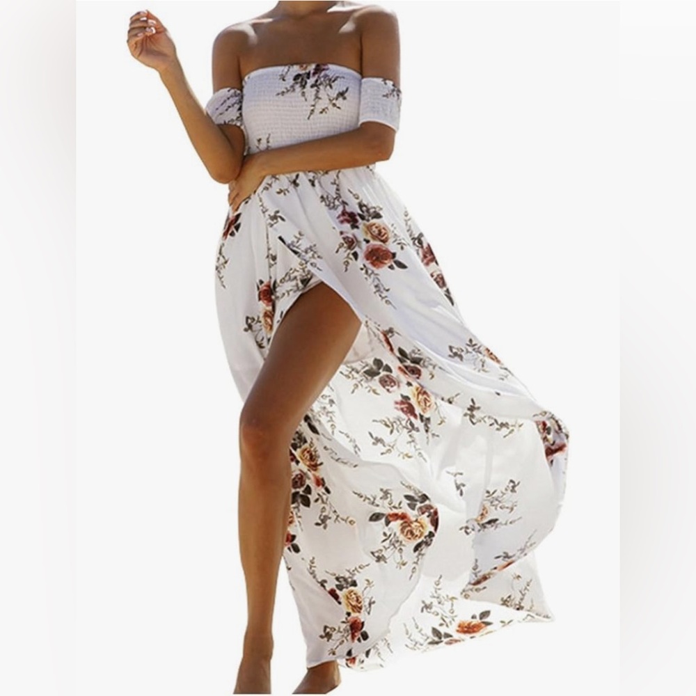 Floral Off the Shoulder Dress with Flowers